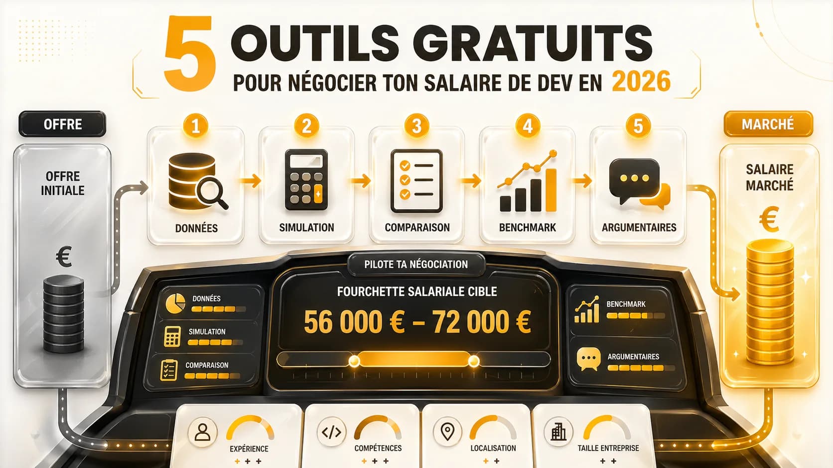 Image de couverture de l'article: 5 Outils Gratuits pour Négocier Ton Salaire de Dev en 2026