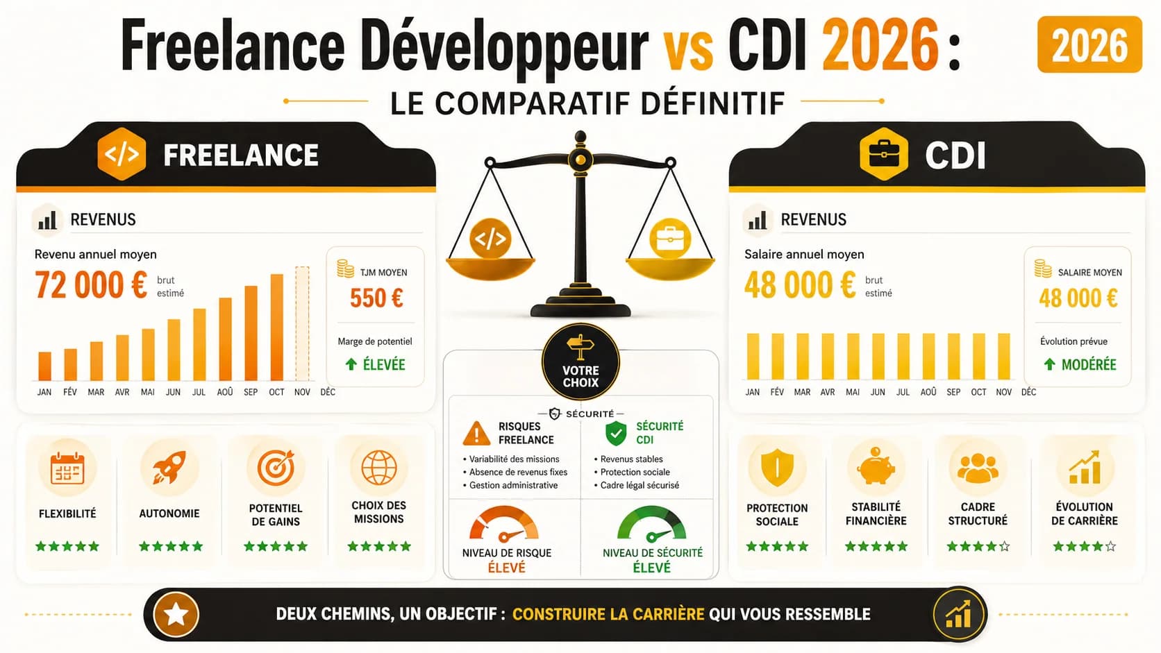 Image de couverture de l'article: Freelance Développeur vs CDI 2026 : Le Comparatif Définitif