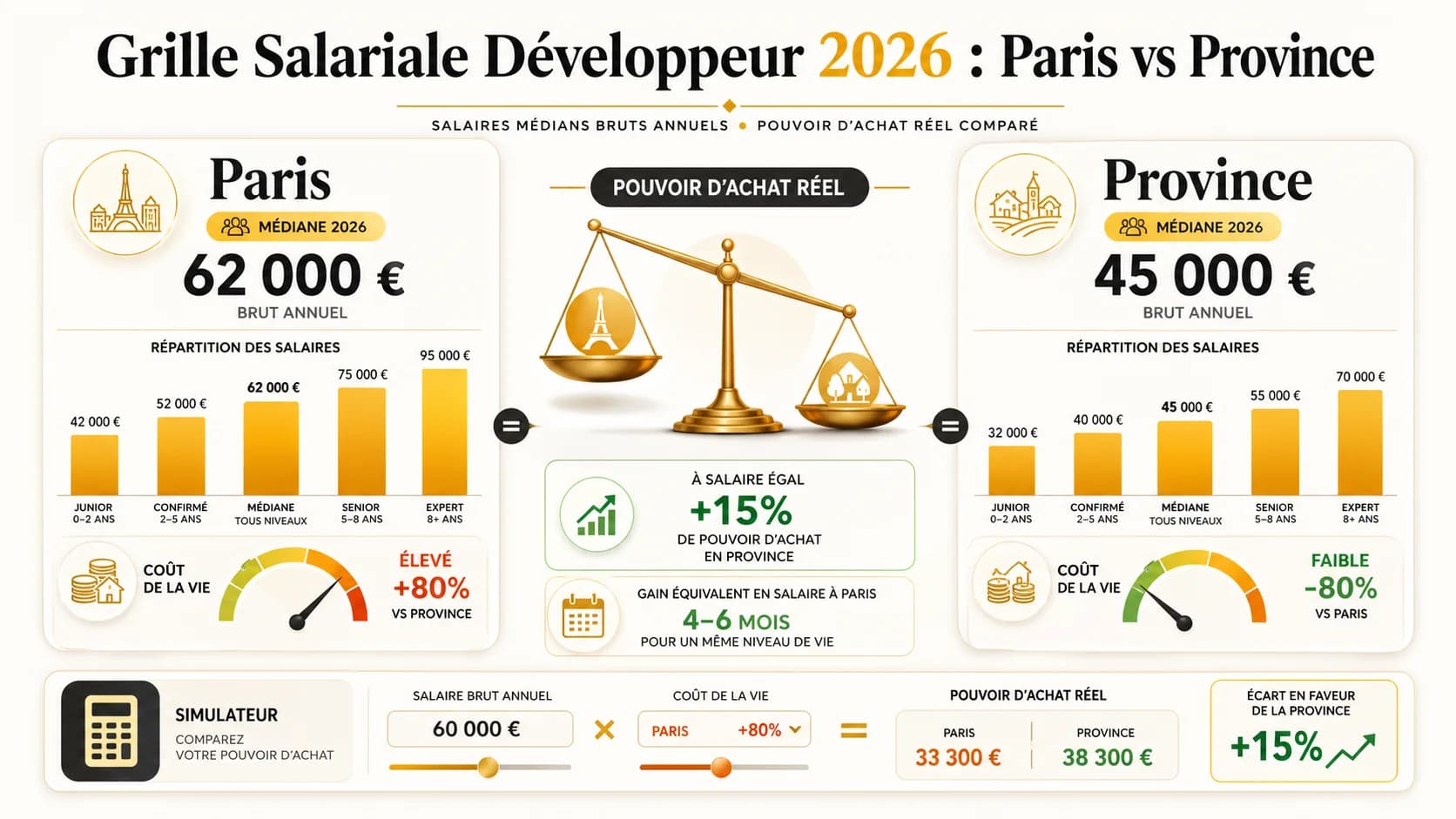 Grille Salariale Développeur 2026 : Paris vs Province