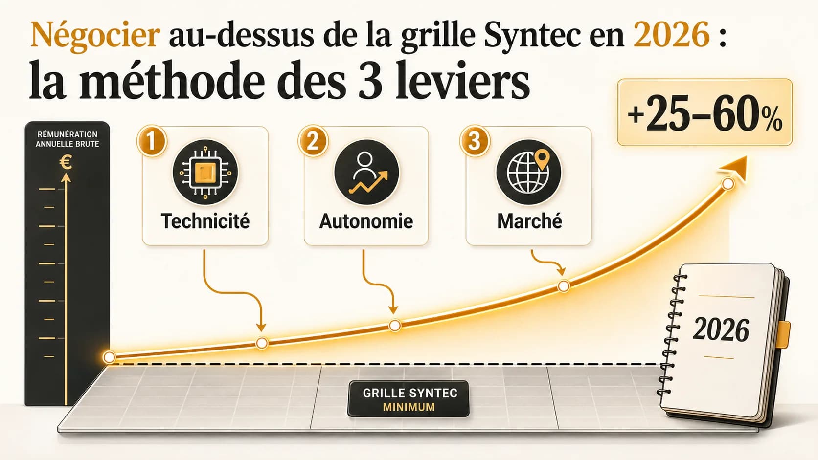 Négocier au-dessus de la grille Syntec en 2026 : la méthode des 3 leviers (technicité, autonomie, marché)