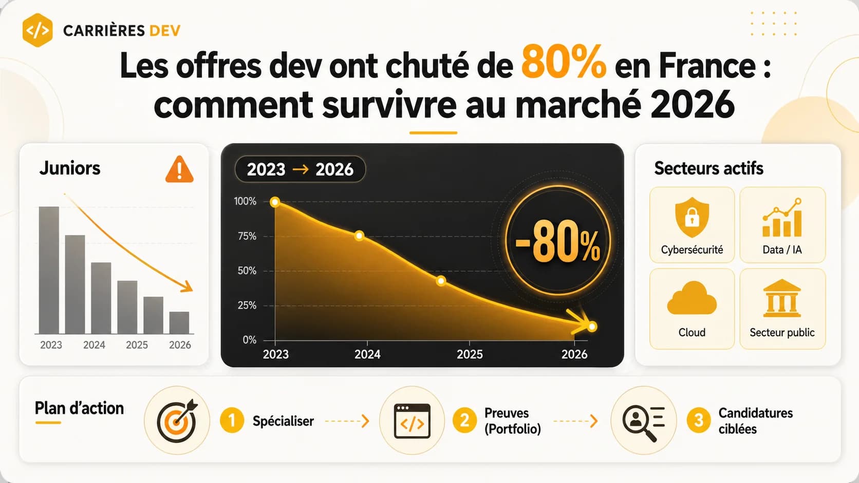 Les offres dev ont chuté de 80% en France : comment survivre au marché 2026