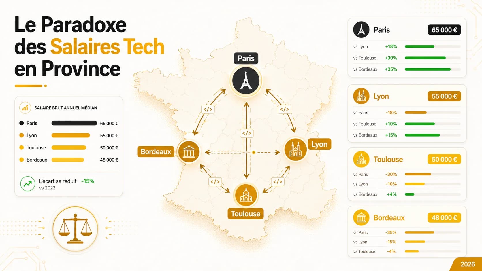 Le Paradoxe des Salaires Tech en Province : Pourquoi Certaines Villes Rivalisent Désormais avec Paris