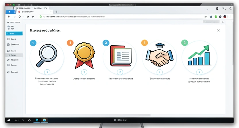 Infographie en 5 étapes : Analyse marché -> Choix stratégique -> Préparation -> Examen -> Négociation