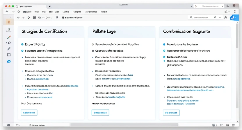 Tableau comparatif de stratégies de certification : Spécialisation vs Palette vs Combinaison