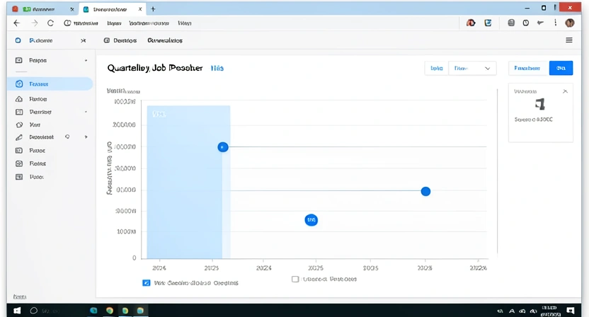 Graphique à barres montrant l'évolution trimestrielle des offres d'emploi "Développeur Web" en France de 2024 à T1 2026, avec une forte baisse en 2025 et une reprise début 2026