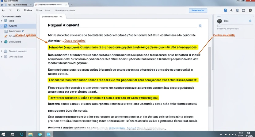 Capture d'écran réaliste d'une clause de contrat de travail, avec des paragraphes surlignés en jaune et des annotations explicatives