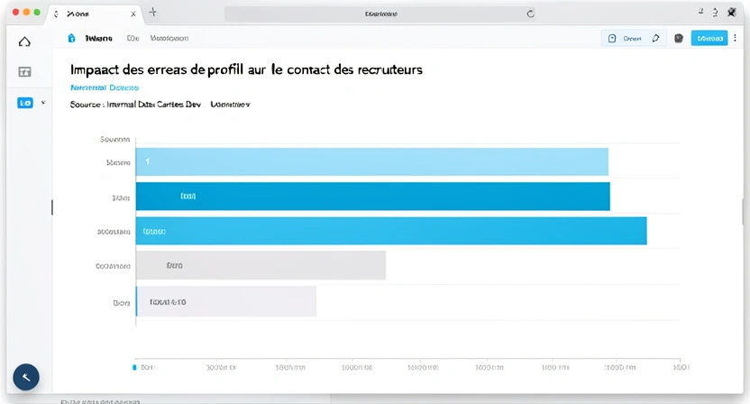 Graphique en barres montrant la baisse du taux de contact des recruteurs en fonction d'erreurs courantes sur le profil LinkedIn, basé sur des données de recrutement tech 2025
