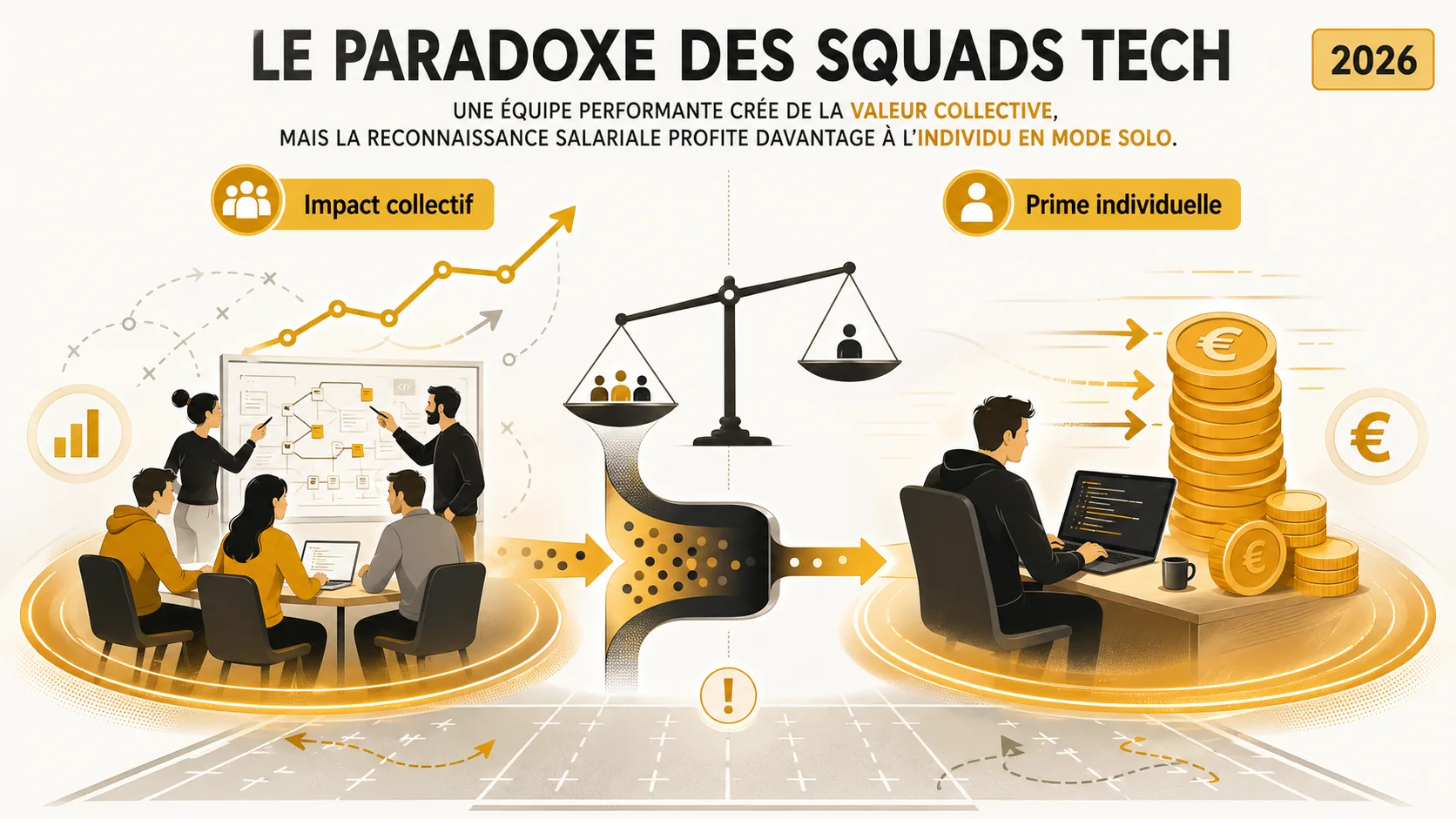 Le Paradoxe des Équipes Tech : Pourquoi les Développeurs en 'Squads' Performantes Gagnent Moins que les Individus en Mode Projet ?