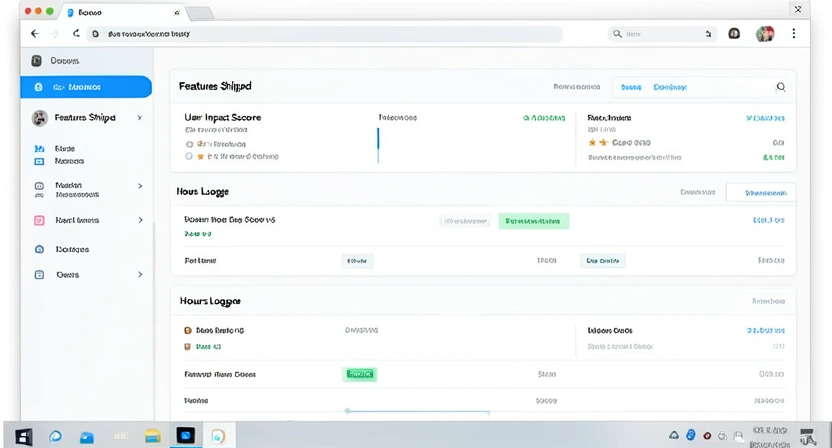 Capture d'écran d'un tableau de bord de productivité montrant des métriques d'impact vs. du temps passé