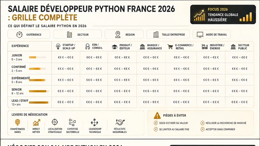 Graphique comparatif des salaires Python par expérience