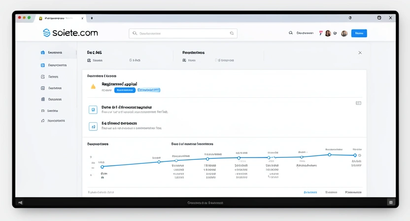 Capture d'écran du tableau de bord de la plateforme Societe.com montrant les indicateurs clés d'une SAS : capital social, derniers comptes déposés, dirigeants et évènements significatifs