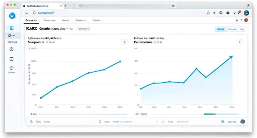Capture d'écran d'un outil de veille comme Similarweb comparant le trafic mensuel de deux sites web concurrents sur 12 mois, montrant un déclin marqué pour l'un d'eux