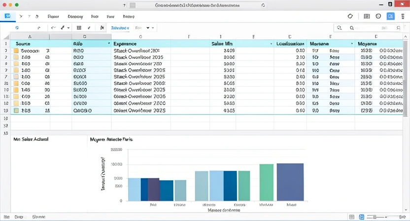 Tableur Excel/Google Sheets ouvert avec des colonnes de données salariales, des formules de calcul et un graphique comparatif
